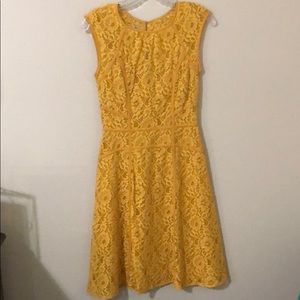 BCBG yellow lace A-line dress